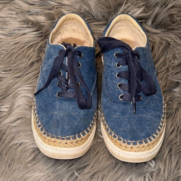 EUC Ugg Eyan II Canvas Sneaker Blue Denim Espadrille Trim Size 6.5 - Picture 4 of 13